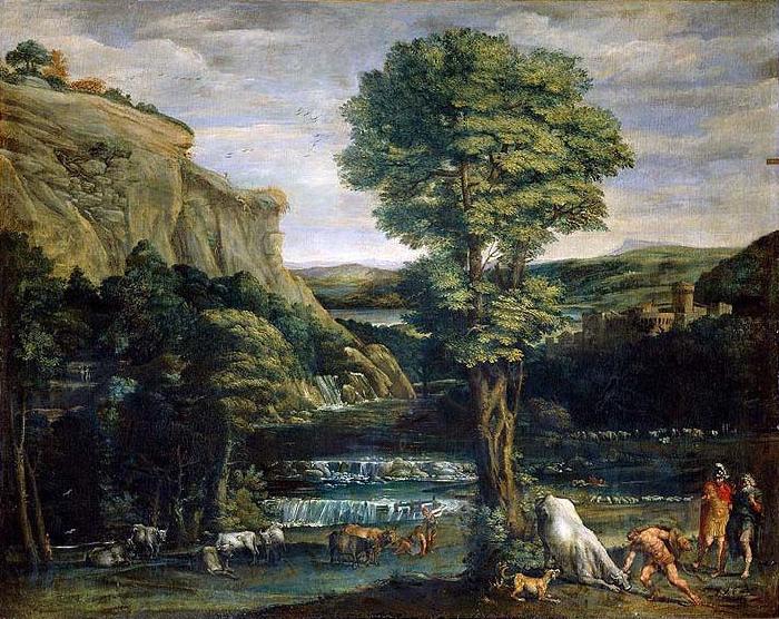 Domenico Zampieri Landscape with Hercules and Achelous, oil painting image